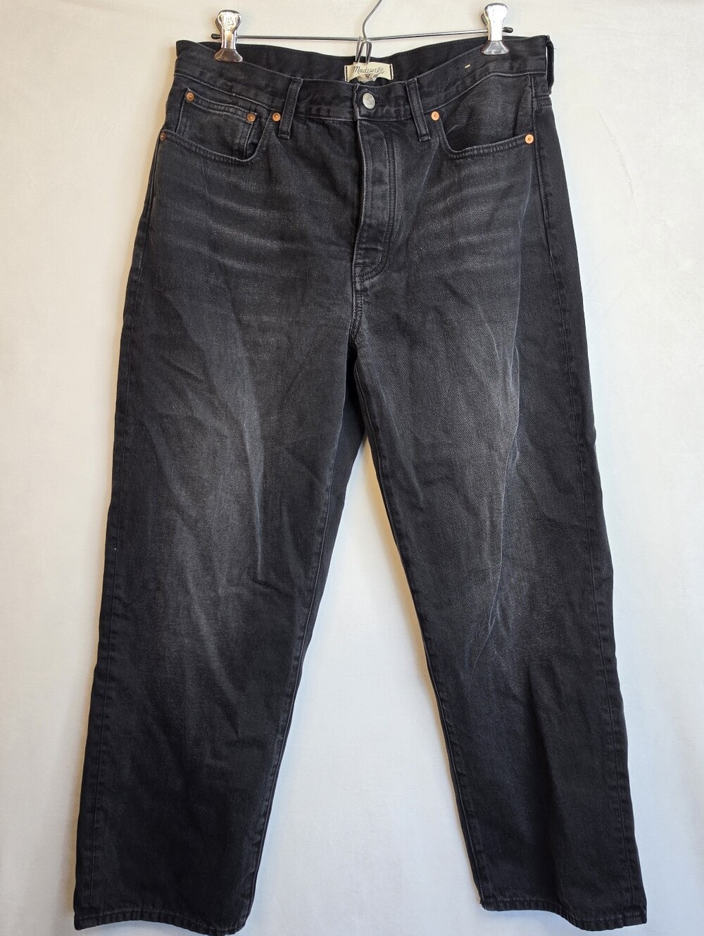 ​Madewell Low-Slung Straight Jeans Faded Black Wash 30